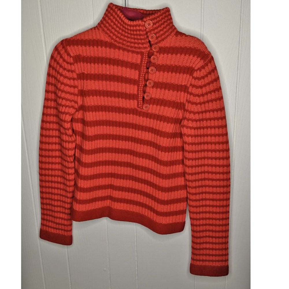 Marc Jacobs Striped Button Red and Orange Sweater